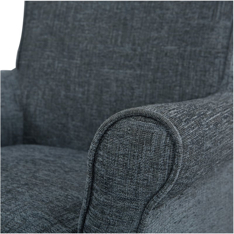 Megan Office Chair in Navy Fabric with Grey Wash Wood
