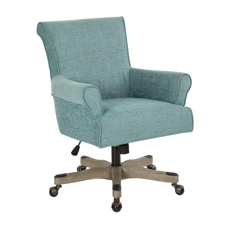 Megan Office Chair in Turquoise Fabric with Grey Wash Wood