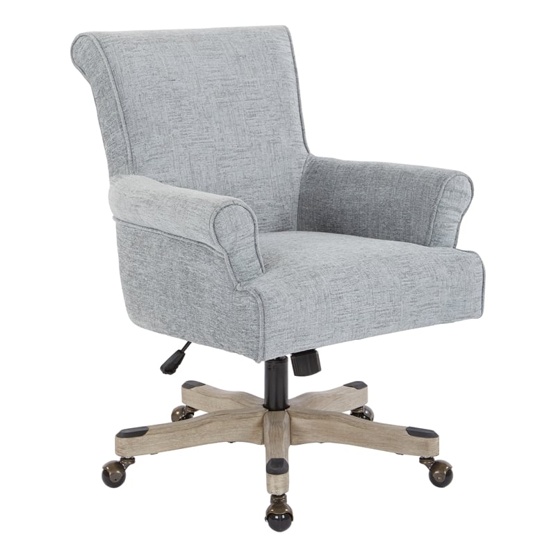 Megan Office Chair in Mist Fabric with Gray Wash Wood ...