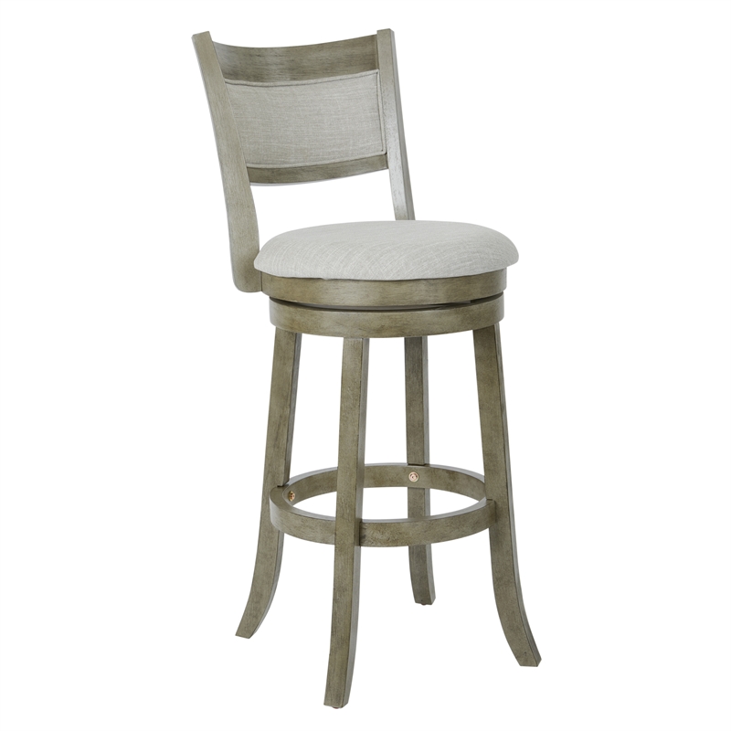 Swivel Wood Stool 30" with Solid Back in Antique Gray Finish | Cymax