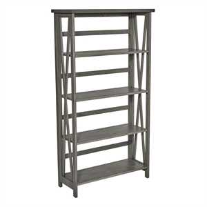 hillsboro 5 shelf bookcase in gray wash with folding assembly