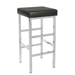 30&quot Chrome Backless Stool in Black Vinyl