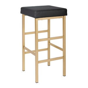OSP Home Furnishings 30&quot Gold Backless Stool in Black Vinyl