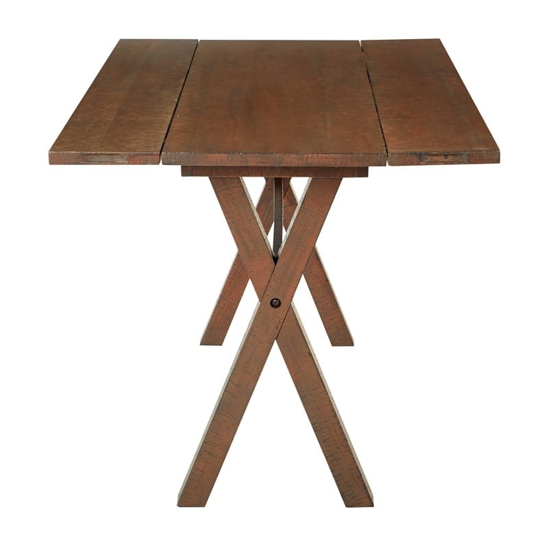 McKayla Flip Top Table in Distressed Brown Finish Solid Wood and Veneers