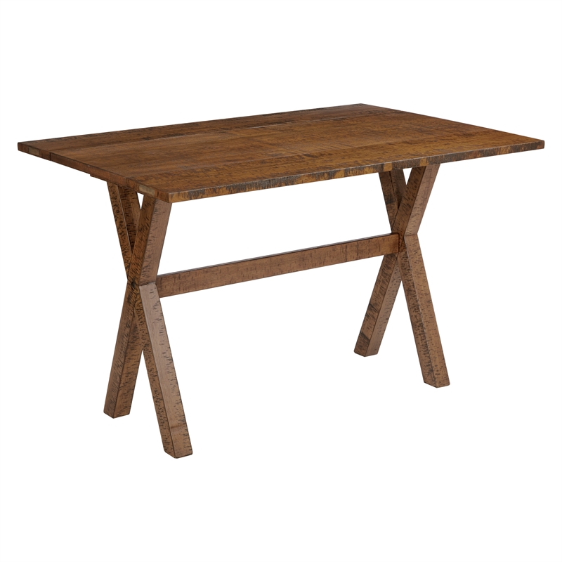 McKayla Flip Top Table in Distressed Brown Finish Solid Wood and Veneers