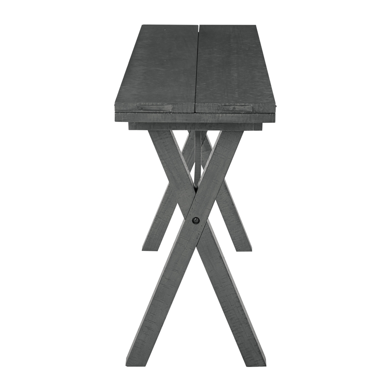 McKayla Flip Top Table in Distressed Washed Gray Finish Solid Wood and Veneers