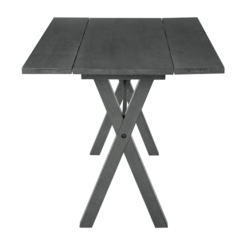 McKayla Flip Top Table in Distressed Washed Gray Finish Solid Wood and Veneers
