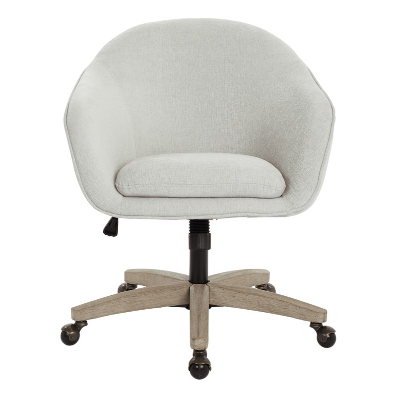 Nora Office Chair in Dove Fabric with Gray Brush Wood Base KD