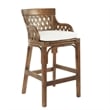 Plantation Bar Stool with Brown Stained Wood Rattan Frame