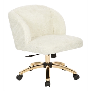 ellen office chair in cream faux fur fabric