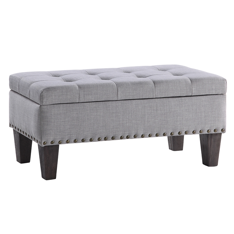 Clement Storage Bench in Dove Gray Fabric