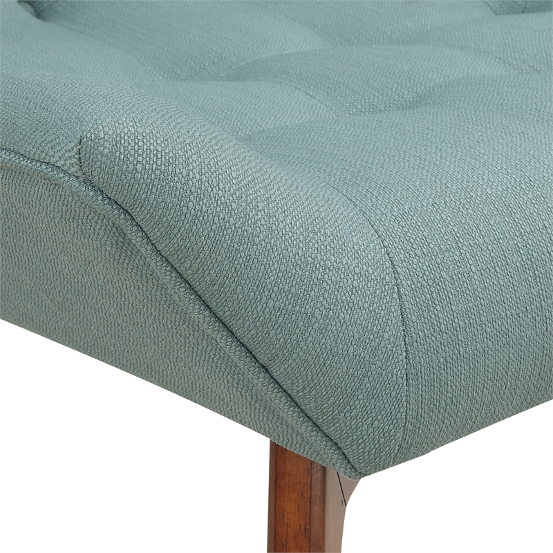 Shelly Tufted Chair in Sea Blue Fabric with Coffee Legs K/D