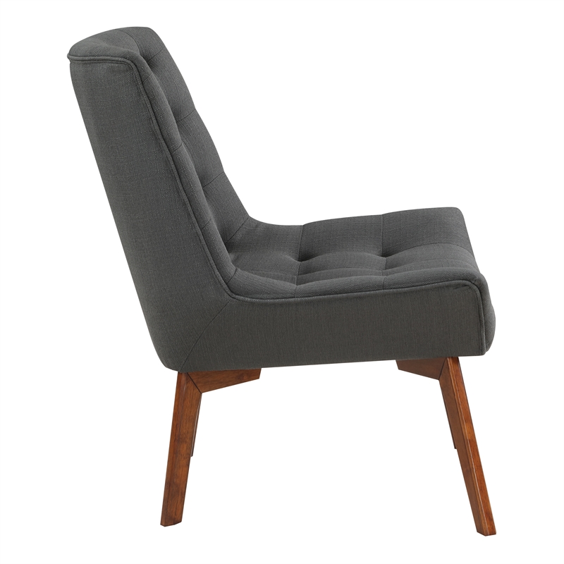 Shelly Tufted Chair in Charcoal Gray Fabric with Coffee Legs K/D