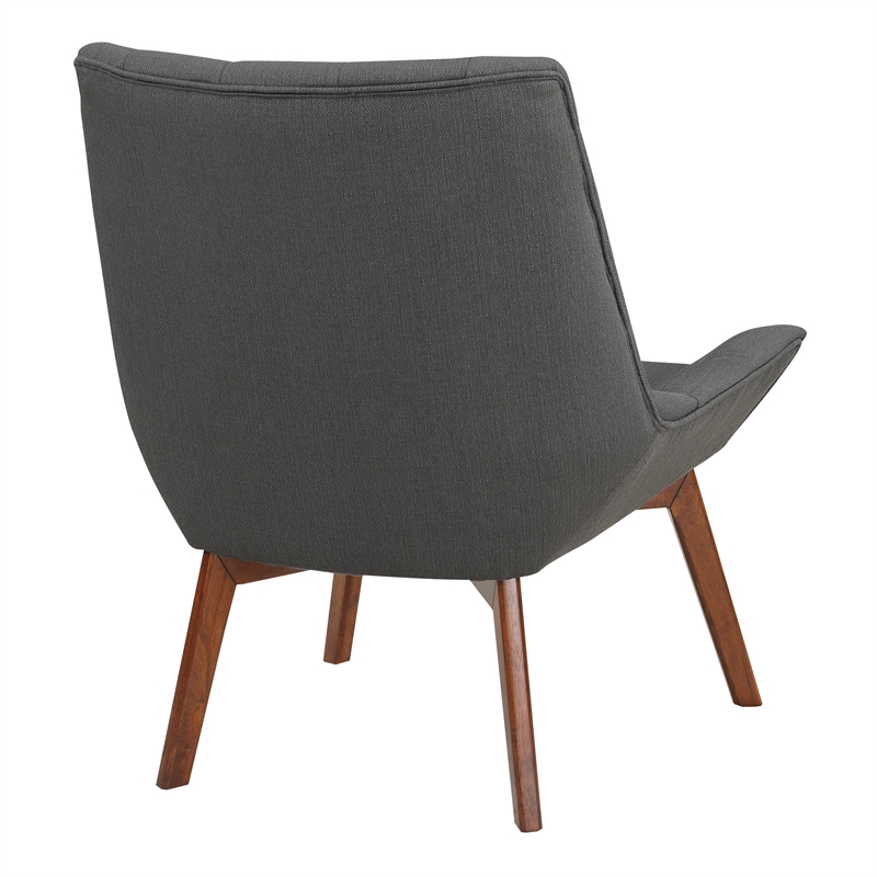 Shelly Tufted Chair in Charcoal Gray Fabric with Coffee Legs K/D