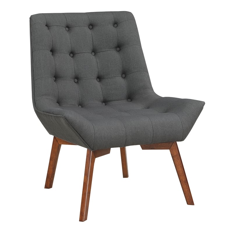 Shelly Tufted Chair in Charcoal Gray Fabric with Coffee Legs K/D