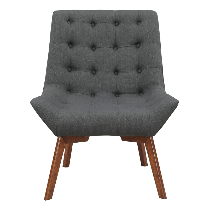 Shelly Tufted Chair in Charcoal Gray Fabric with Coffee Legs K/D