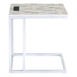 Norwich C-Table With White Mosaic Top Metal Legs with Power Port