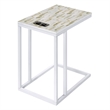 Norwich C-Table With White Mosaic Top Metal Legs with Power Port