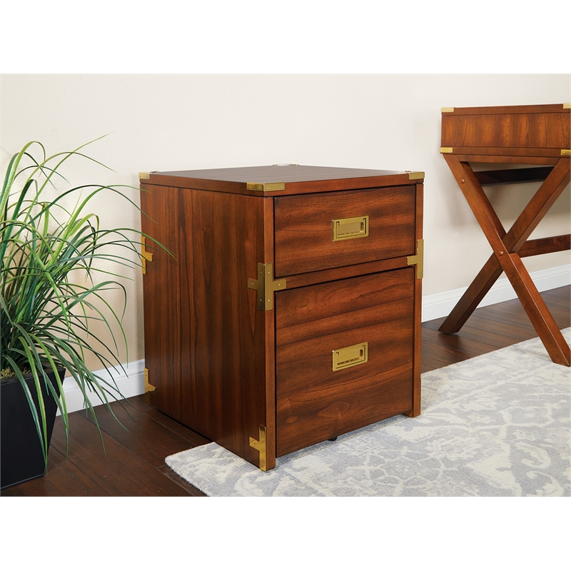 Wellington 2 Drawer File Cabinet in Toasted Brown Wheat Fully Assembled
