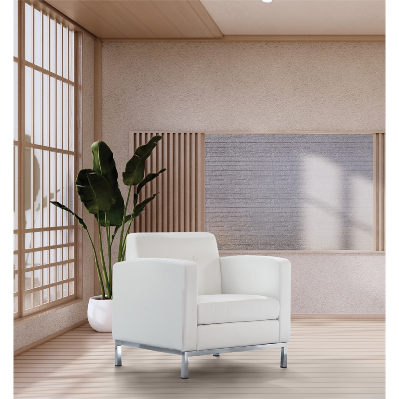 Wallstreet Armchair in White Faux Leather