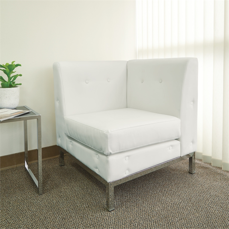 Wallstreet Corner Chair in White Faux Leather