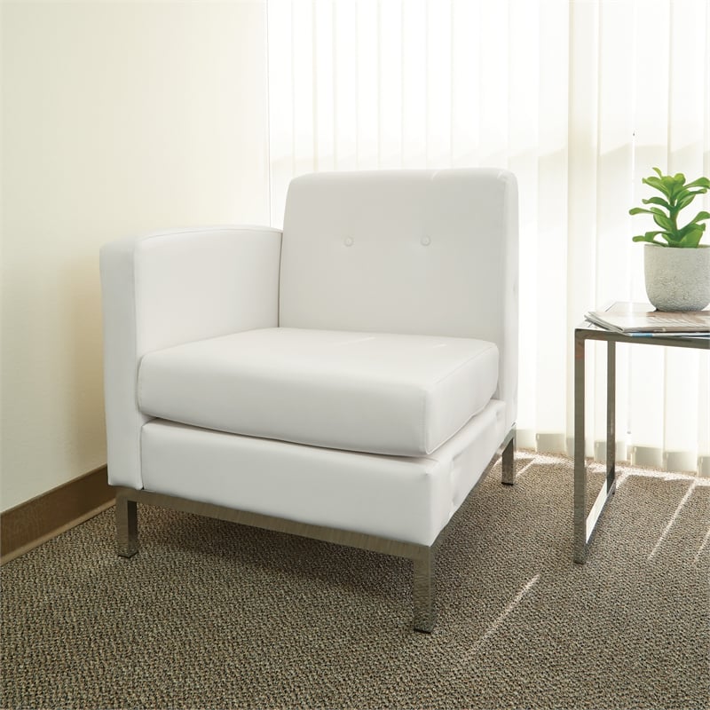 Wall Street Single Armchair LAF White Faux Leather