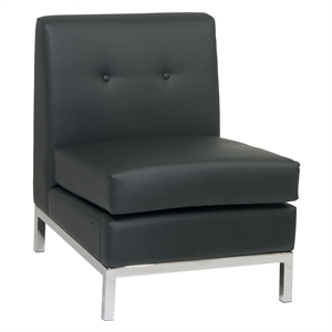 wall street armless chair black faux leather
