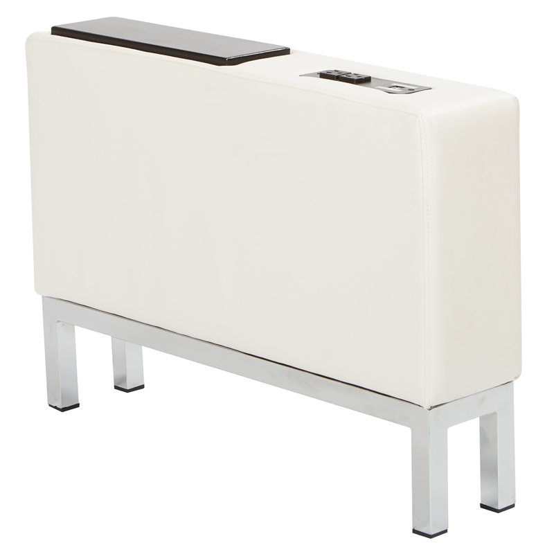 Wallstreet White Faux Leather Center Console with Charging Station