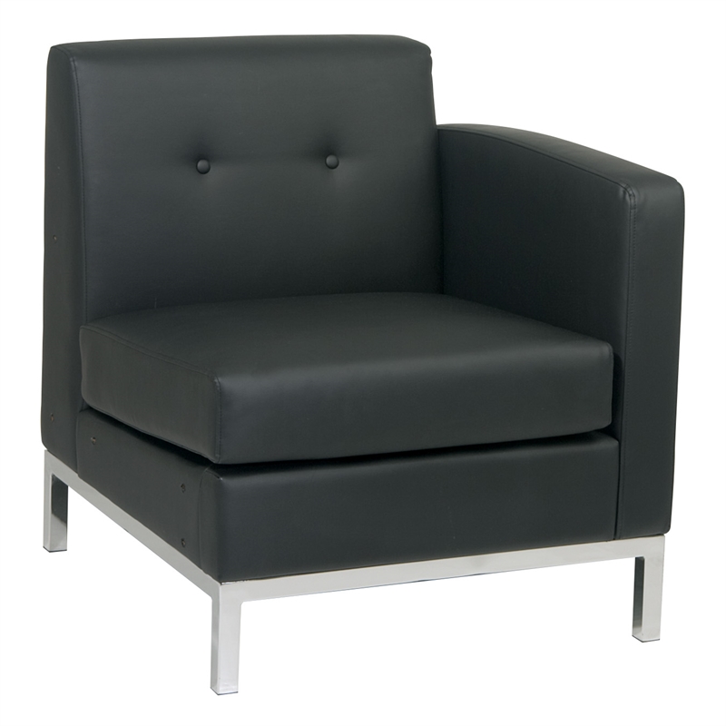 Wall Street Right Facing Armchair  Black Faux Leather