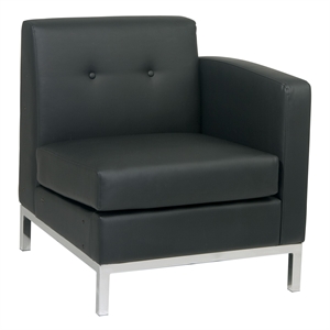 wall street right facing armchair  black faux leather