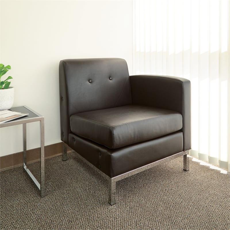 Wall Street Right Facing Armchair Espresso Faux Leather