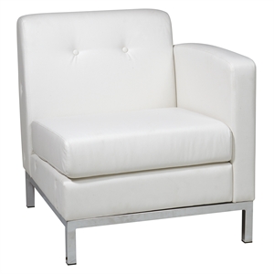 wallstreet chair right arm facing in white faux leather