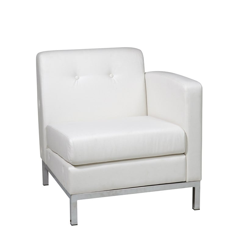 Wallstreet Chair Right Arm Facing in White Faux Leather