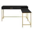 Modern Life Black L Desk Charger Drawer with Gold Metal Legs