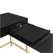 Modern Life Black L Desk Charger Drawer with Gold Metal Legs