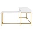 Modern Life White L Desk Charger Drawer with Gold Metal Legs