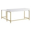 Modern Life White L Desk Charger Drawer with Gold Metal Legs