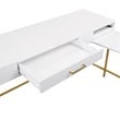 Modern Life White L Desk Charger Drawer with Gold Metal Legs