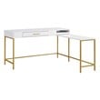 Modern Life White L Desk Charger Drawer with Gold Metal Legs