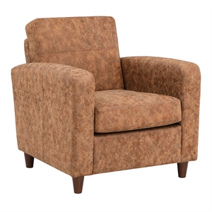 venus club chair in sand brown faux leather and medium espresso legs