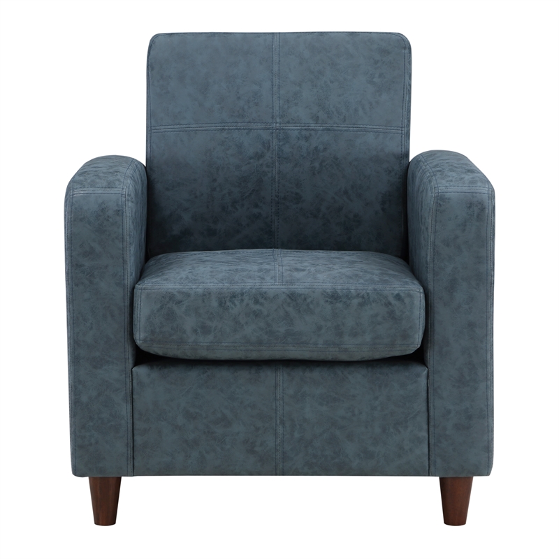 Navy blue best sale leather club chair