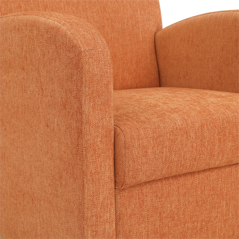 Aiden Chair & Ottoman Herringbone Orange Fabric with Medium Espresso Legs
