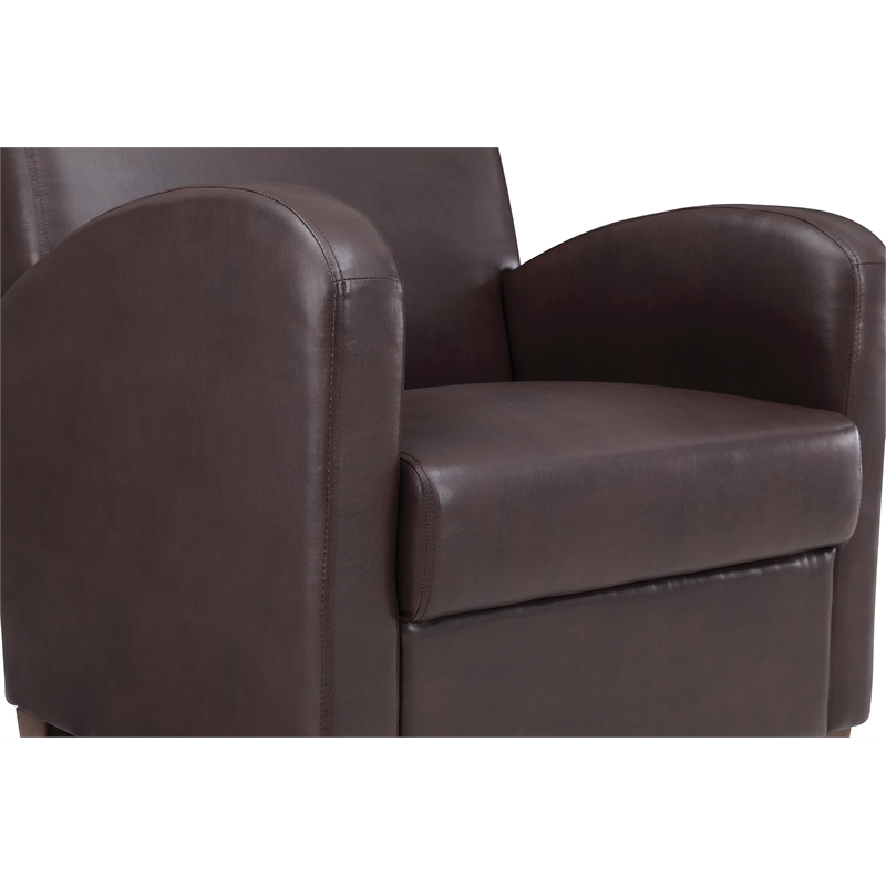 Aiden Chair & Ottoman Cocoa Brown Faux Leather with Medium Espresso Legs