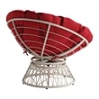 Papasan Chair with Red Round Fabric Pillow Cushion and Cream Wicker Weave