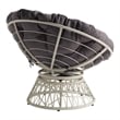 Papasan Chair with Gray Round Fabric Pillow Cushion and Cream Wicker Weave