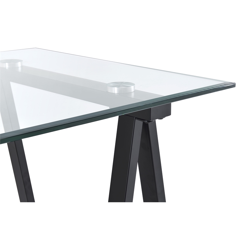 Middleton Writing Desk with Clear Glass Top and Black Base