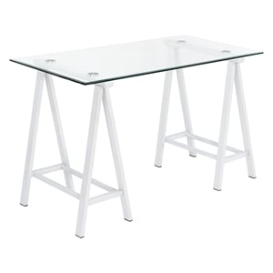 Middleton Writing Desk with Clear Glass Top and White Base
