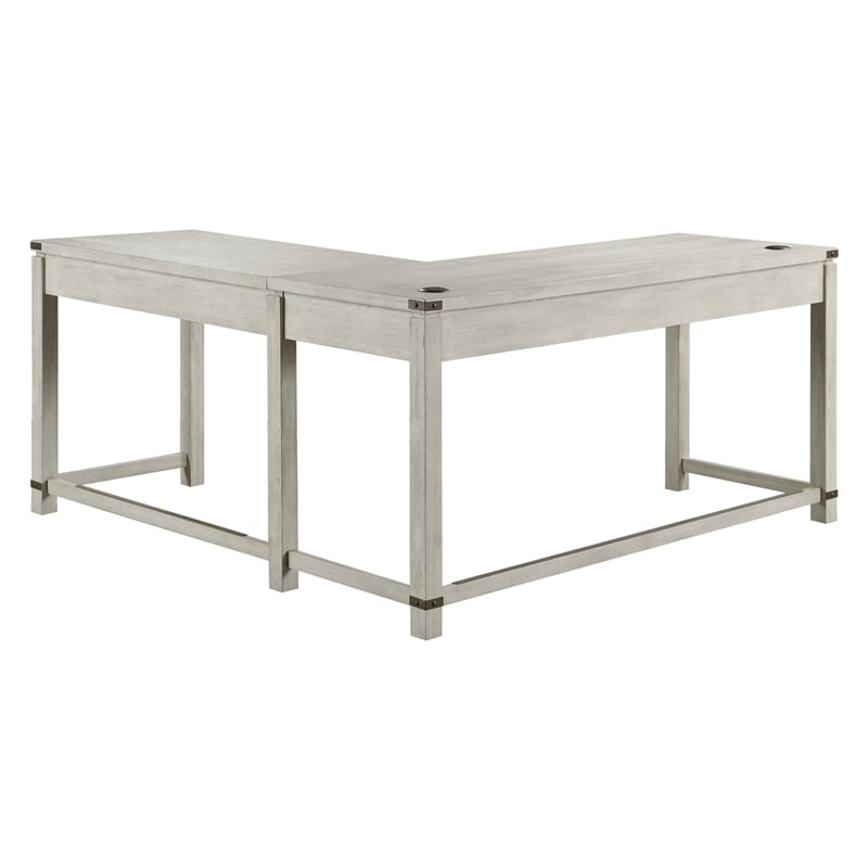 Baton Rouge L-Shape Desk in Champagne Oak Finish Engineered Wood