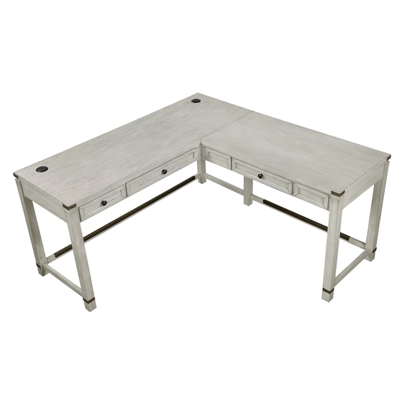 Baton Rouge L-Shape Desk in Champagne Oak Finish Engineered Wood