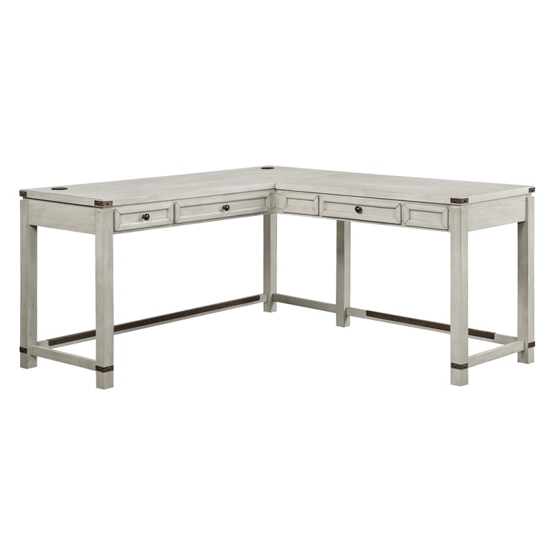 Baton Rouge L-Shape Desk in Champagne Oak Finish Engineered Wood